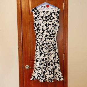 Calvin Klein Dress 14 black and white floral print